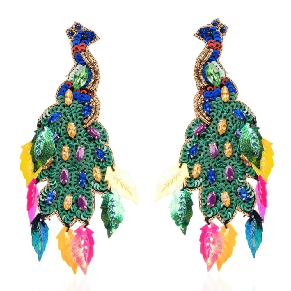 Sassy Jones Peacock-Inspired Multicolor Earrings
